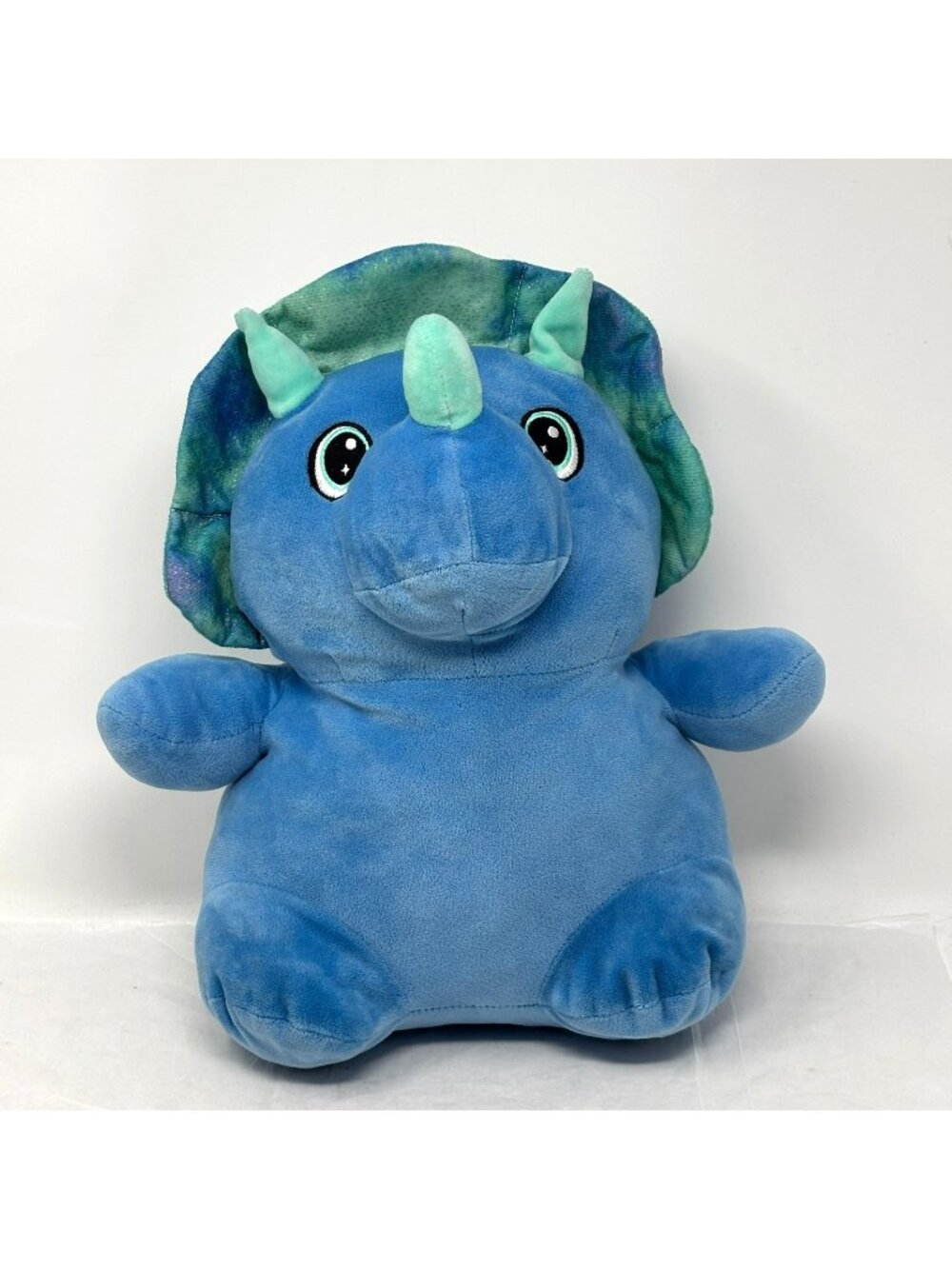 GREENBRIER Blue Triceratops Dinosaur Plush Green Sparkle